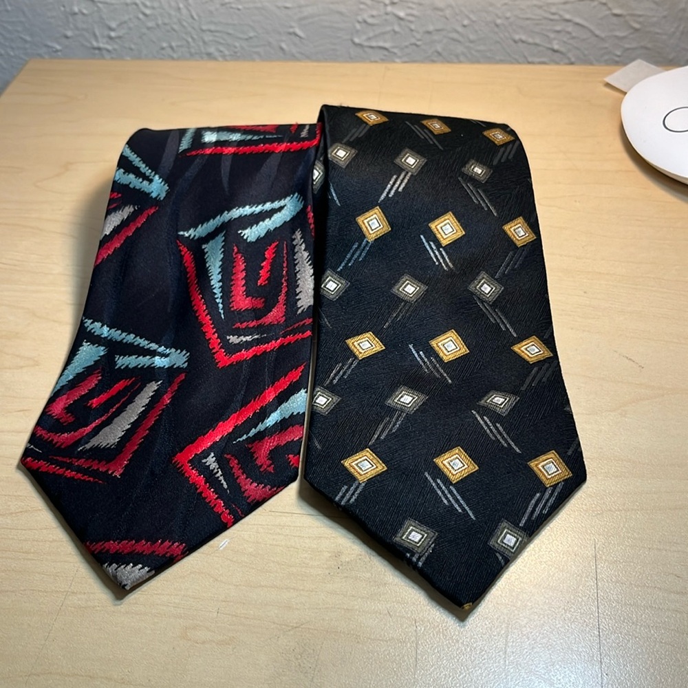 Vintage neck ties by Charles Jourdan and by Zylos George Machado